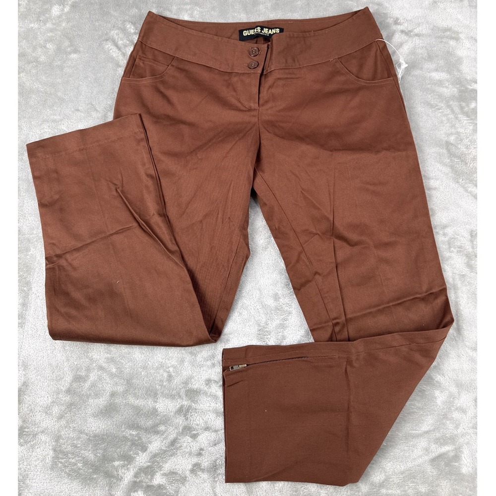 Guess Jeans Brown Low Rise Straight Leg Ankle Zip Trousers Pants 26